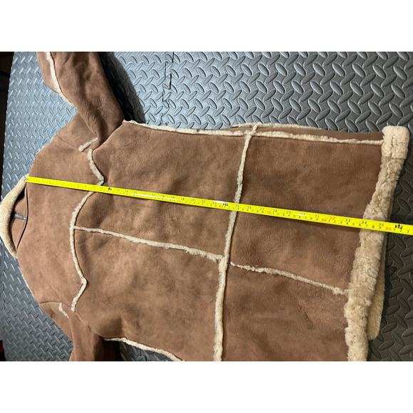Vintage Sheepskin Sherpa Lined Double Breasted Suede Coat‎ Fits Womens L/XL - Picture 7 of 10